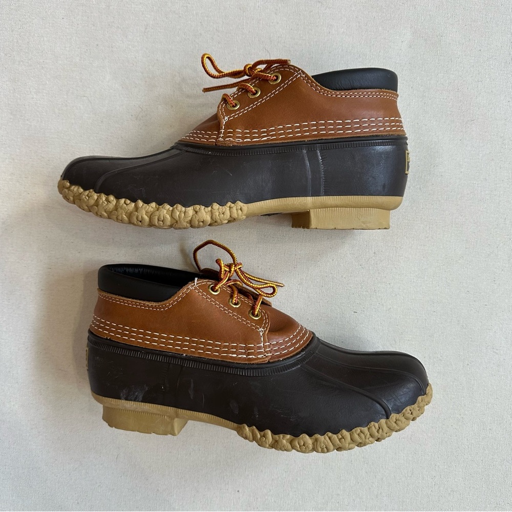 Vintage LL Bean Low Bean Boots Leather Rubber 3 Eye Insulated Size 7